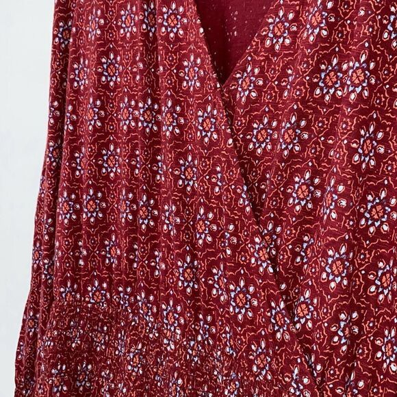 Fat Face Sz 12 Amba Craft Geo Jersey Dress Tiered Wrap Smocked Pullover Raspberr - Picture 4 of 15